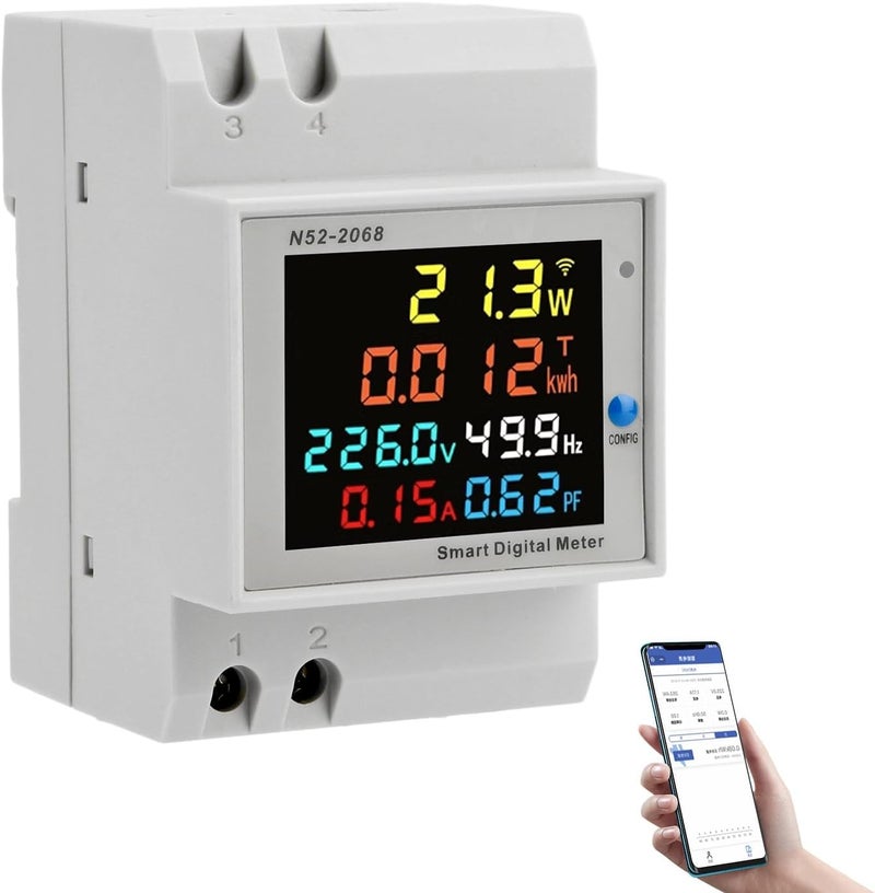 diymore WiFi Digital Single Phase Energy Meter Tester Electricity Usage Monitor AC 110V 40V~300V 100A Ampermeter Power Voltmeter Voltage Amps Watt Kwh Frequency Power Factor Meter Multimeter - Image 1